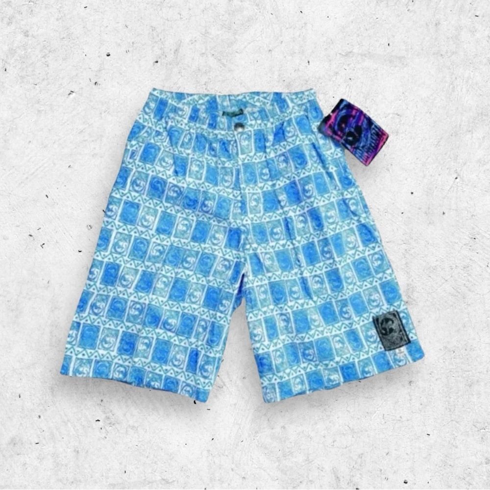 Vtg NOS 80s 90s Instinct All Over Print Surf Shorts, Skate AOP New Beach
